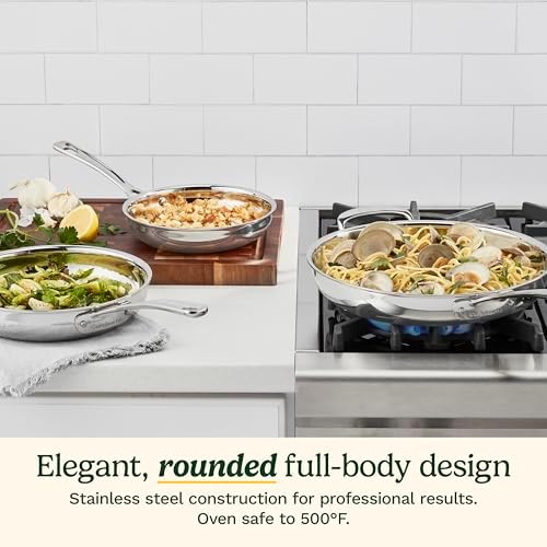 Cuisinart 3 Piece PureClad, Triple-Ply Stainless Steel Skillet Set, PCST22-81012