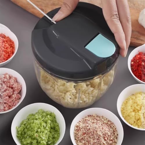 Manual Food Chopper, Hand Pull String Garlic Mincer Onion Cutter, Easy