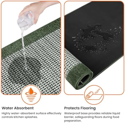 StepRite Green Kitchen Rug, 32"x20"