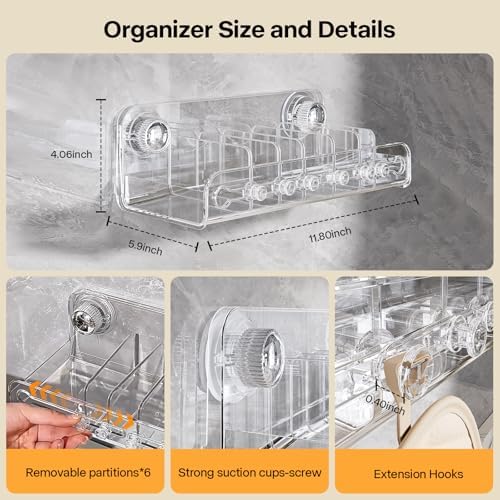 Spice Rack, Adhesive Cabinet Door Organizer with Strong Suction Cups