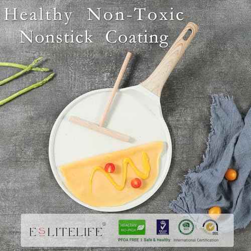 ESLITE LIFE 11 Inch Crepe Pan with Spreader, Nonstick Ceramic Coating