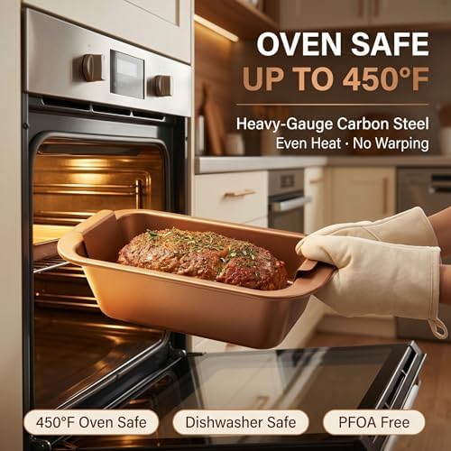 2 Pack Meatloaf Pan with Drain Tray, Nonstick Loaf Pan for Baking