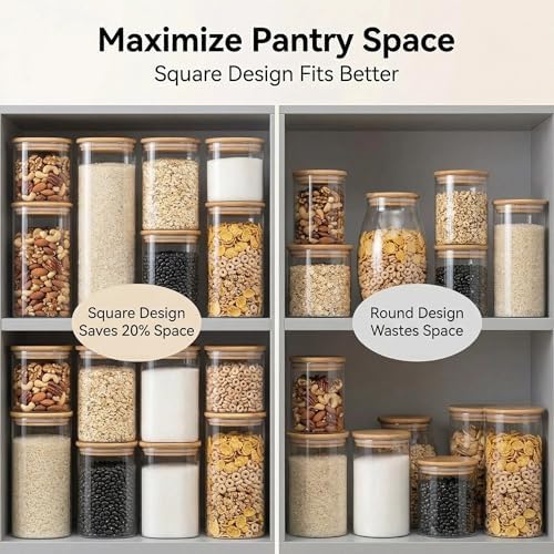 Airtight Glass Storage Containers with Lids Set of 6, 25 /37 /50oz