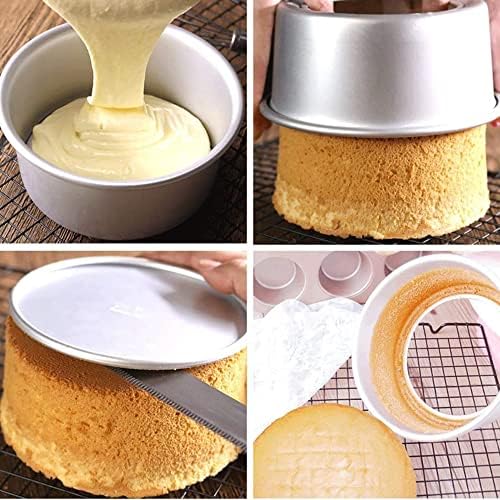 EXGOX 2 Pack 6-Inch Non-Stick Deep Aluminum Round Cake Pan With