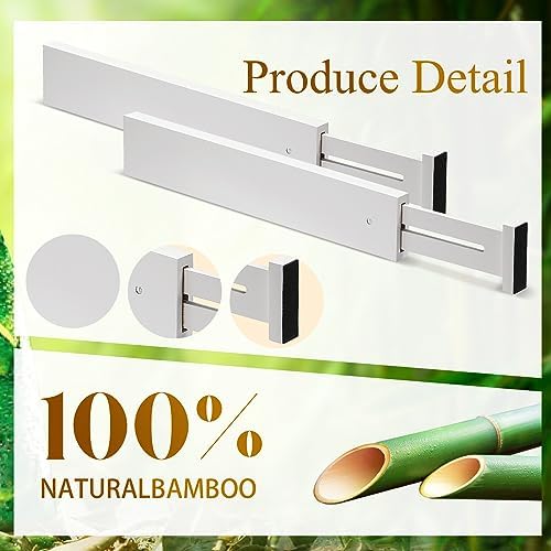 Wesiti 12 Pcs Bamboo Drawer Dividers Expandable Adjustable White