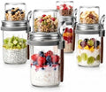 4 Pack 16Oz Glass Overnight Oats Containers with Lids