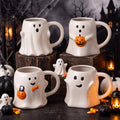 Baderke Set of 4 Halloween Ghost Coffee Mug 14 oz Ceramic Cute Ghost