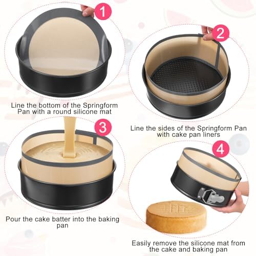 Springform Cake Pans with Silicone Baking Mat and Liners