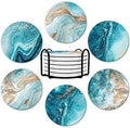 Dooke Coasters for Drinks, Round Absorbent Ceramic Stone Coasters Set