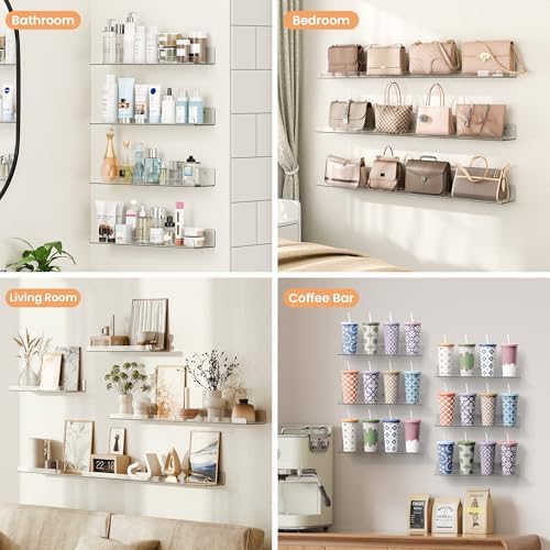 upsimples Acrylic Wall Storage Shelves, 6 Pcs