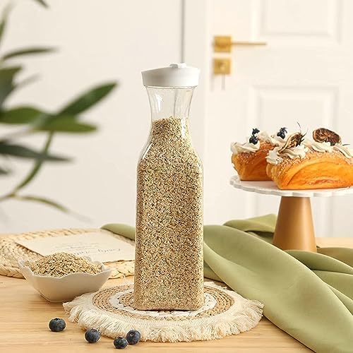 3 Pcs 32 Oz Plastic Water Carafe Pitcher with Flip Top Lid, Square