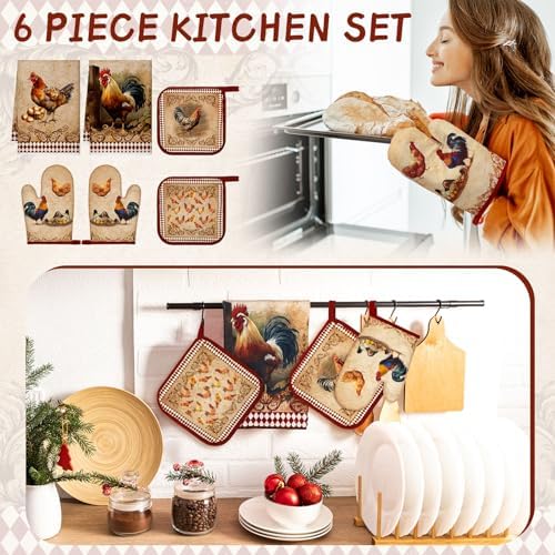 Leinuosen Farm Rooster Kitchen Decor Set