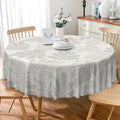 Grey Leaves Round Tablecloth 42 Inch Spring Leaf Printed Rustic
