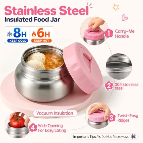 JSLOVE Bento Box for Kids Lunch box with Leak Proof Insulated Food
