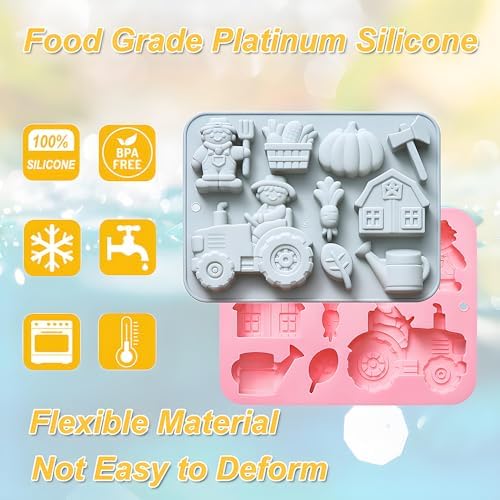 2-Pack Silicone Chocolate Molds, Farm Theme