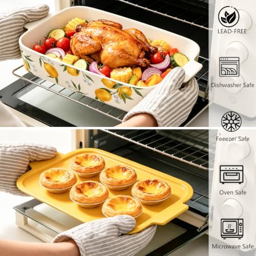 9x13 Ceramic Lemon Casserole Dish with Lid