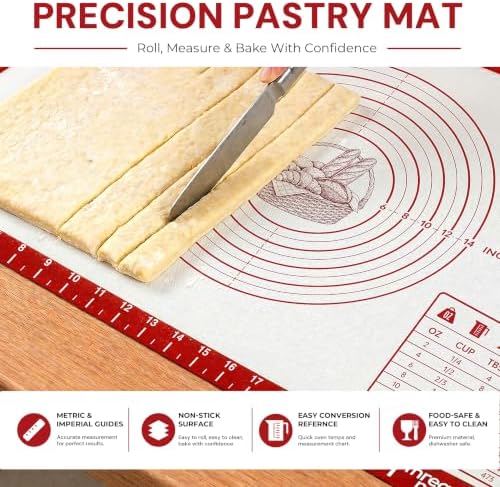 XL Silicone Pastry Mat for Baking Dough Mat, Extra Large 28x20 inches