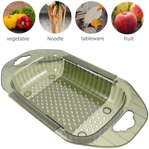 Green PET Expandable Colander over Sink for Vegetables and Fruit