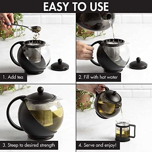 Primula Half Moon Teapot Set with 4 Tea Cups, Removable Stainless