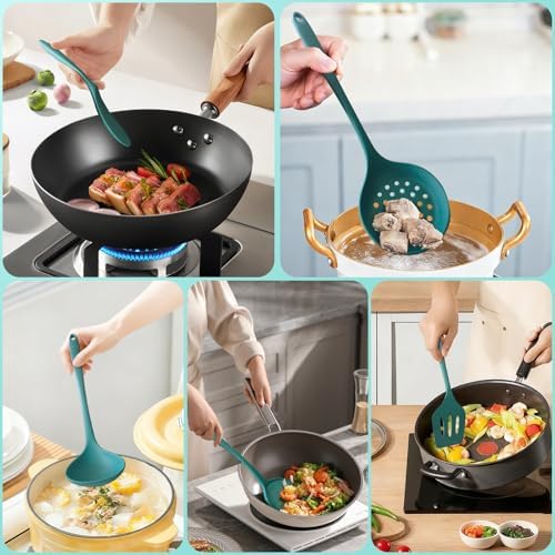 5-Piece Silicone Cooking Utensil Set, Food Grade Non-Stick Spatula and