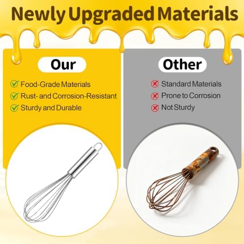 Ninsula 3 Pack Stainless Steel Whisk, 8" 10" 12" Thicken Heavy Duty
