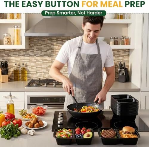 50 Pack 28oz Meal Prep Containers with Lids 2-Compartment, To Go Take
