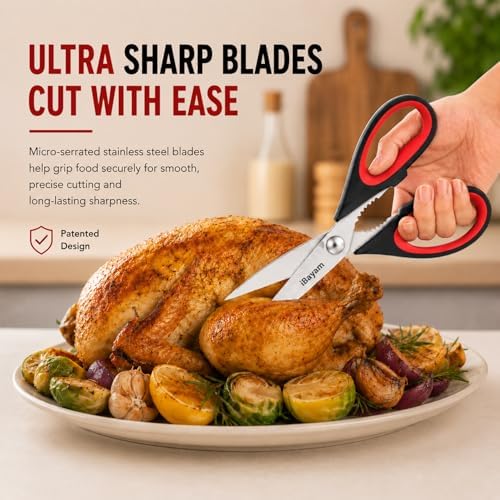 iBayam 3-Pack 8.7" Kitchen Scissors All Purpose Heavy Duty Shears