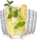 abrwyy Clear Glasses Drinking Set, 14oz Water Glasses, Vintage