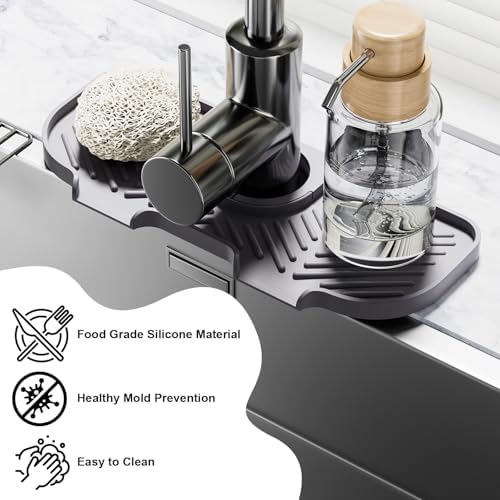Faucet Mat for Kitchen Sink,6° Slope Sink Splash Guard,Splash Guard