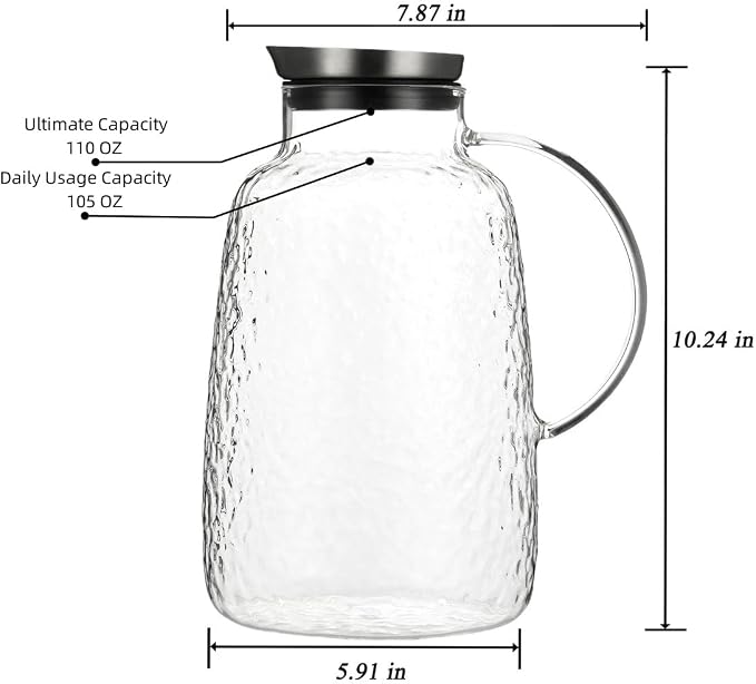 Purefold Glass Pitcher, 110 oz Water Large Pitcher - Image 3