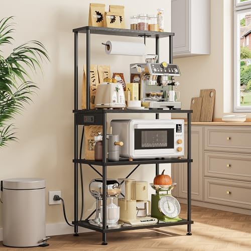 SUPERLELE 4-Tier Baker's Rack with Power Outlets