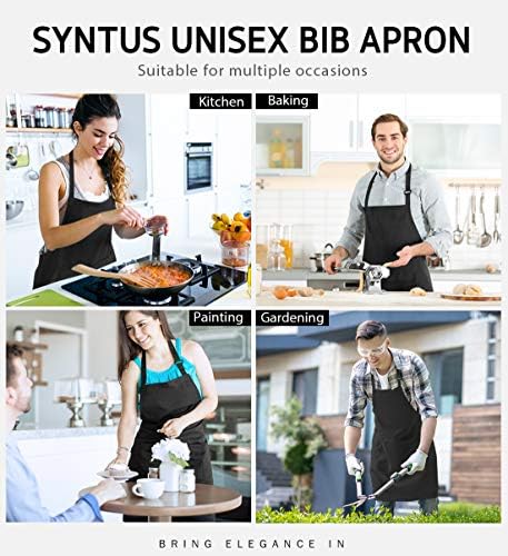 Syntus 4 Pack Adjustable Bib Apron with 2 Pockets Cooking Kitchen