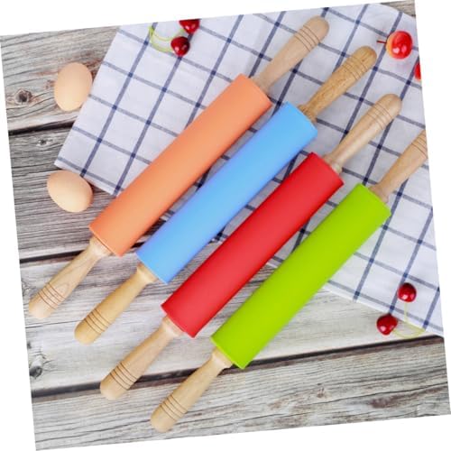TIDTALEO Silicone Rolling Pin with Wood Handle Nonstick Dough Roller