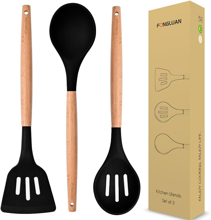 Kitchen Utensils. Set of 3, Silicone Cooking Utensils Set