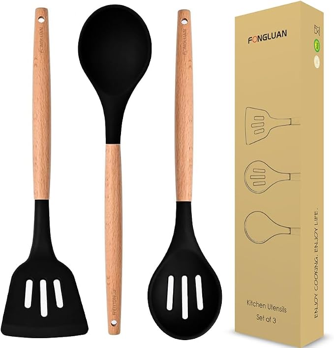 Kitchen Utensils. Set of 3, Silicone Cooking Utensils Set, Turner/Spatula by FONGLUAN