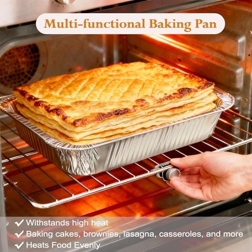 40 Pack Aluminum Foil Pans 9x13 - Disposable Half Size Deep Steam
