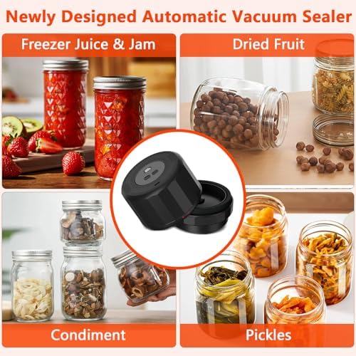 YiaPie Electric Mason Jar Vacuum Sealer Kit, Black