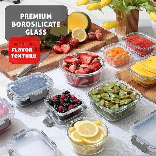 EATEX 16pc Glass Storage Containers with Lids