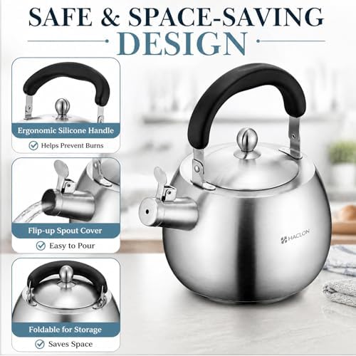 Stainless Steel Whistling Tea Kettle, 6.3QT