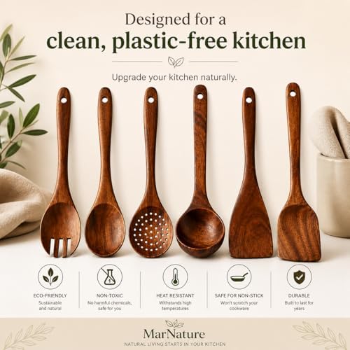6-Piece Teak Wood Kitchen Utensil Set