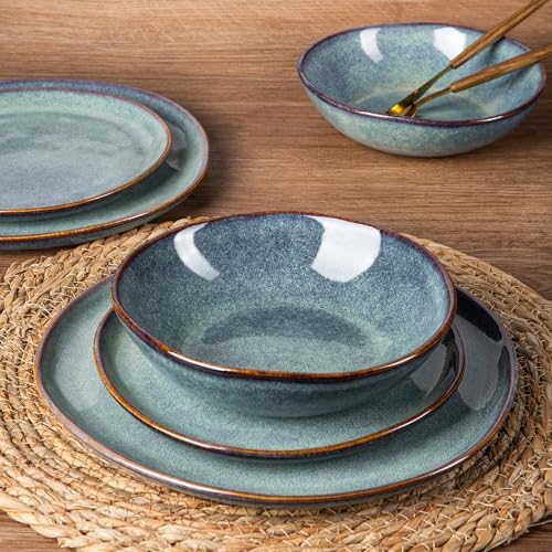 AmorArc Ceramic Dinnerware Sets for 8, 24Pcs Plates and Bowls Sets Dishes