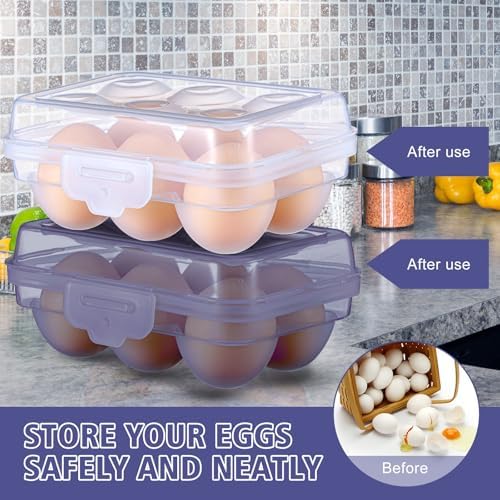 6-Pack 6-Grid Egg Storage Boxes, Blue and Transparent