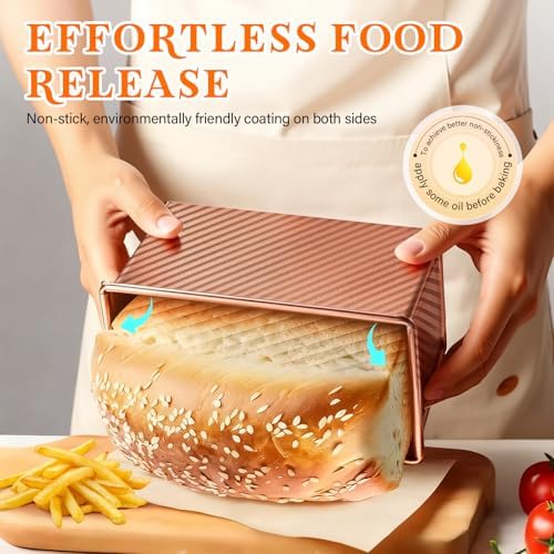 3-Pack Bread Pan with Lids, 2.2LB & 1LB & 1LB Dough Capacity