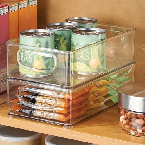 iDesign Stackable Pantry Bin with Handles, Set of 4, Clear