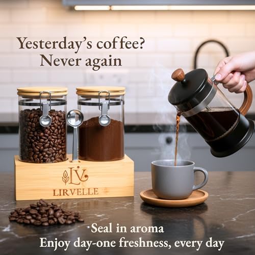 Airtight Coffee Canister with Scoop | Curated Glass Storage Set for