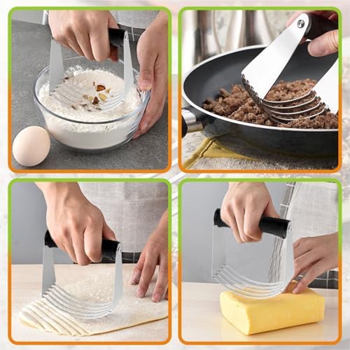 2er Pack Stainless Steel Pastry Blender Cutter and Bench Scraper Set