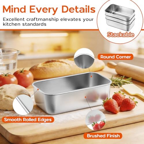 Onader Mini Loaf Pan for Baking Bread 6 Pack, 61⁄4 x 35⁄8 Inch
