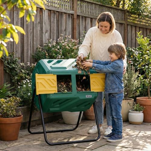Werph 43 Gal Dual Chamber Compost Tumbler, Green