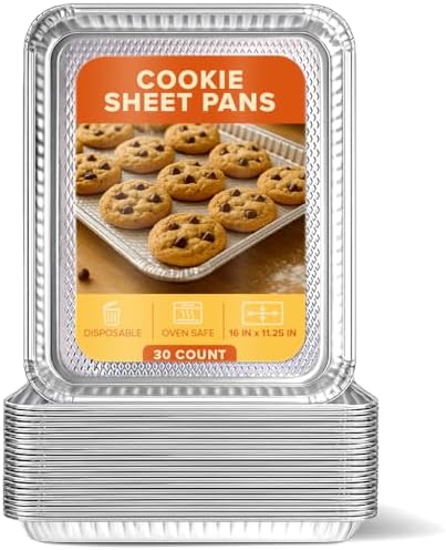 Stock Your Home Aluminum Pans Cookie Sheet Baking Pans (30 Pack)