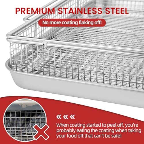Geesta 304 Stainless Steel Air Fryer Basket for Oven with 50 Recipes